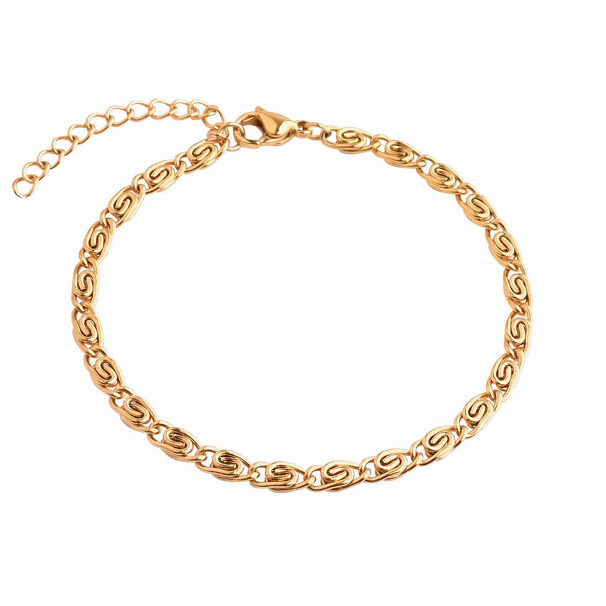 Scroll chain bracelet gold. Rosegold and black.